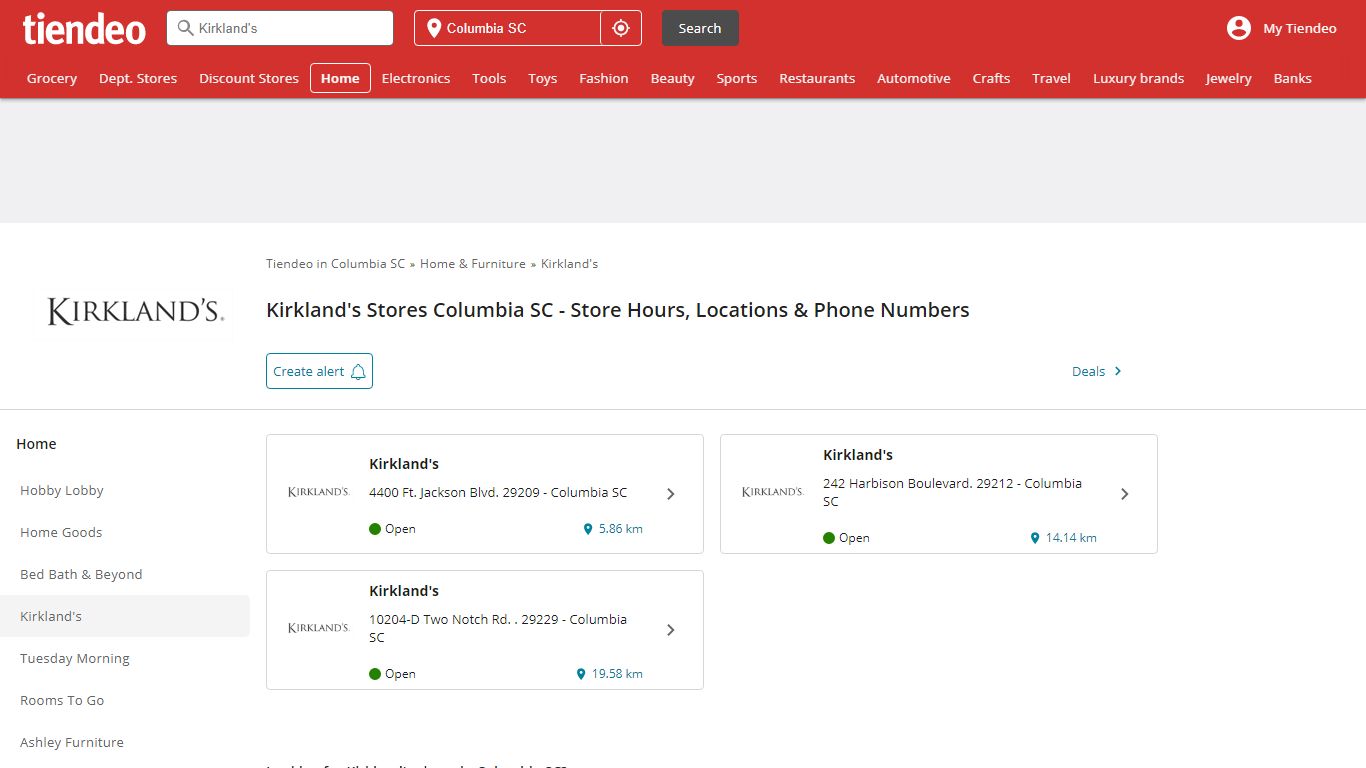 Kirkland's Stores in Columbia SC | Store Hours & Locations - Tiendeo